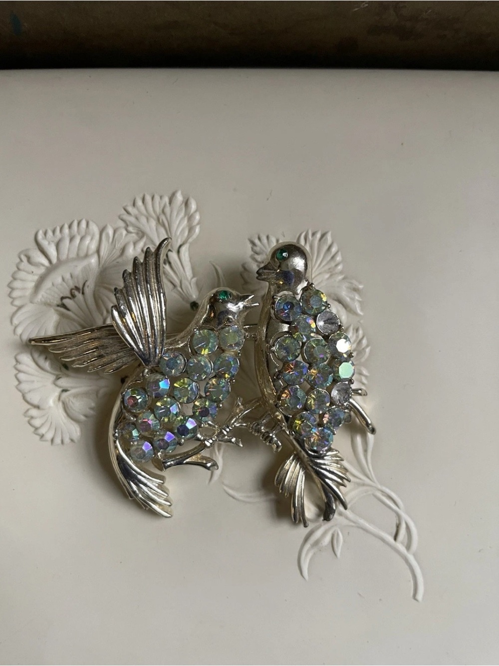Vintage CORO Duette Bird Brooch 
Rhinestones